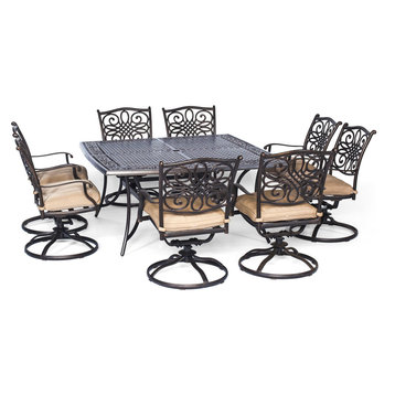 Traditions 9-Piece Square Dining Set With Swivel Chairs