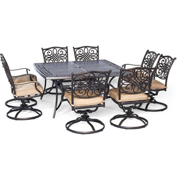 Traditions 9-Piece Square Dining Set With Swivel Chairs
