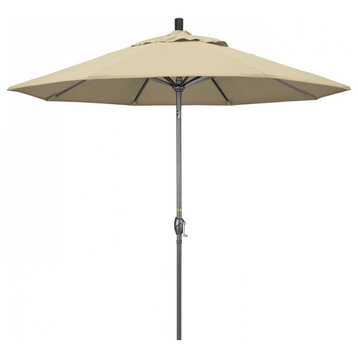9' Patio Umbrella Grey Pole Push Button Tilt Crank Lift Pacifica, Beige