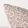 Jayne Beige With Merlot Print Linen Lumbar Decorative Pillow Cover