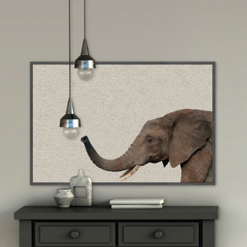 "Kind Elephant" Floater Framed Painting Print on Canvas