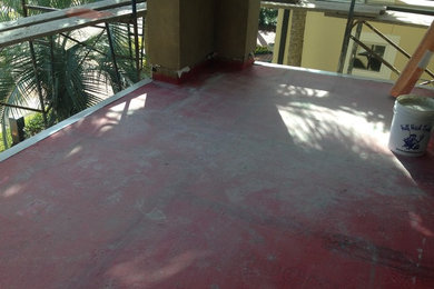 Tile balcony or porch with natural stone and water proofing Schluter Santa Rosa