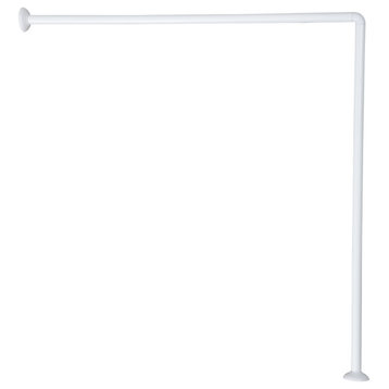 Wall Mounted Corner Shower Curtain Rod 35.4", White