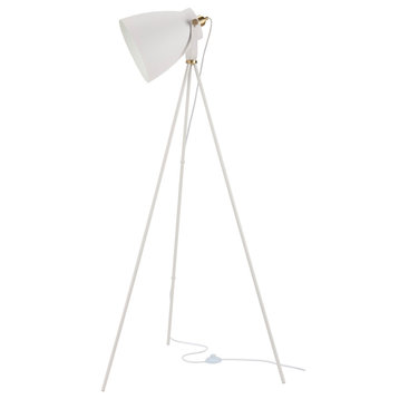 White Industrial Tripod Spotlight Floor Lamp, White, 60"