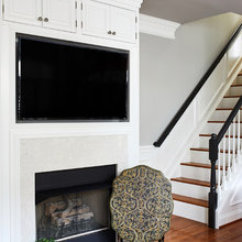 Stair railing with wood floor