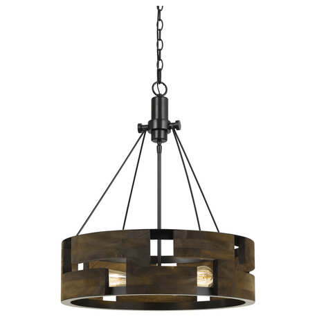 60W Bradford Metal, Wood Chandelier