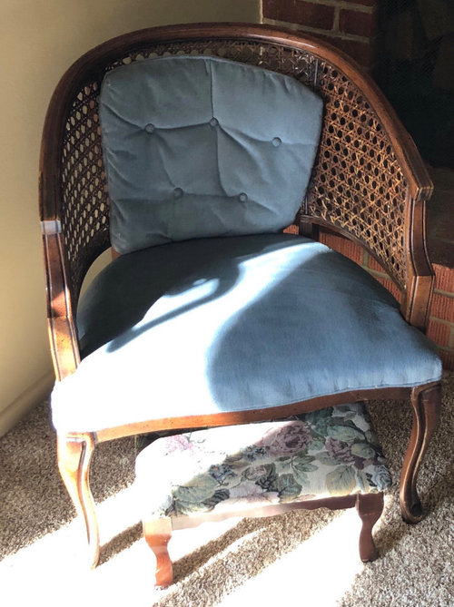 Cane back chair: Spray paint or regular paint