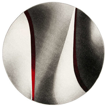 Safavieh Hollywood Collection HLW712 Rug, Grey/Red, 6'7" Round