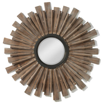 Wooden Starburst Multi Dimensional Mirror, Brown