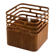 Cube Fire Basket, Rust