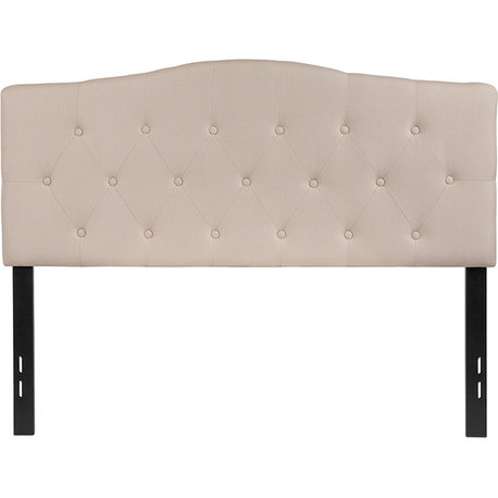 Cambridge Tufted Upholstered Full Size Headboard in Beige Fabric