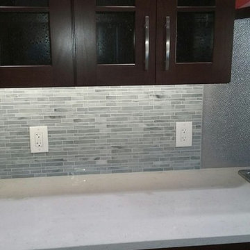 Oyster Shell Grey Handcut Stained Glass Kitchen Backsplash