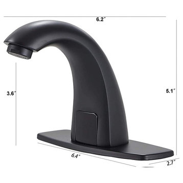 Automatic Touchless Sensor Bathroom Sink Faucets, Matte Black