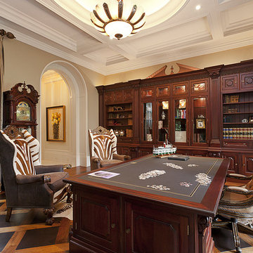 Custom Wood Floor with Stone Inlay