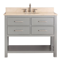 Avanity Corporation - Avanity Brooks 43" Vanity With Galala Beige Marble Top, Chilled Gray Finish - Bathroom Vanities And Sink Consoles
