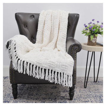Nazaire Contemporary Faux Fur Decorative Throw Blanket 50 x 60