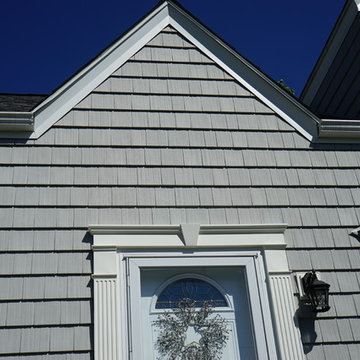 Cedar Shingle Siding Alside Pelican Bay Color: Cape Cod Gray & Sunrise Windows