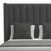 Nativa Interiors Aylet Vertical Channel Tufted Bed, Charcoal, Queen, Medium 67"