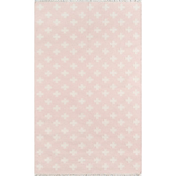 Novogratz by Momeni Topanga Lucille Flat Weave Pink Wool Rug 7'6"x9'6"