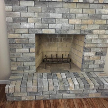 Small Painted Brick Fireplace