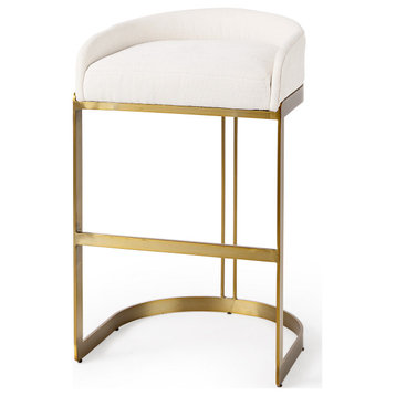 Hollyfield 20.5 x 19.7 x 32.7 Cream Fabric Seat With Gold Metal Base Bar Stool