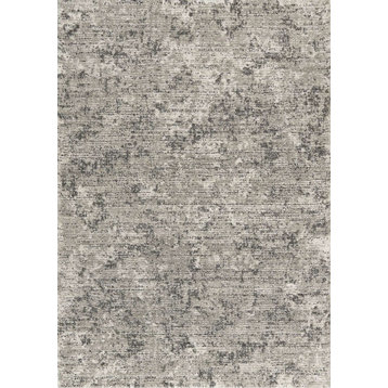 Ryan Collection Gray Cream Distressed Lines Rug, 5'3"x7'7"