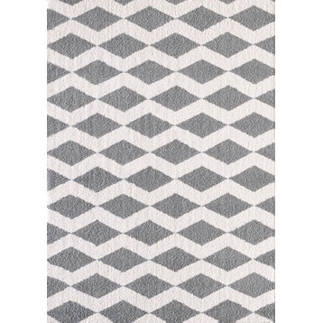 Silky Shag 5904-119 Area Rug, White And Silver, 5'3"x7'7"