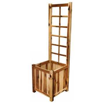 Classic Home and Garden Acacia Wood Trellis Planter, 14in x 45.5in