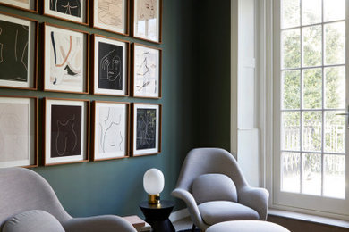 Inspiration for a contemporary living room in London with a reading nook.