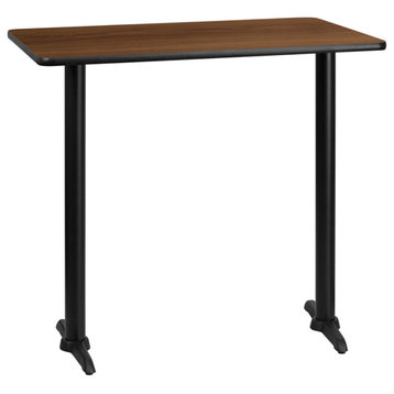 30''x42'' Rectangular Walnut Laminate Table Top,5''x22'' Bar Height Table Bases