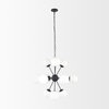 Barbara Matte Black Metal With Frosted Glass Globes 11-Light Chandelier