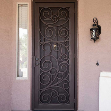 Barcelona Iron Security Door with 2-Piece Handle & Lock Set