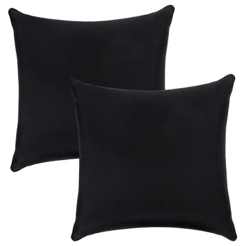 A1HC Nylon PU Coat Indoor/Outdoor Pillow Covers, Set of 2, Onyx, 22"x22"