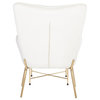 Izzy Contemporary Lounge Chair/Ottoman Set, Gold Metal/Cream Velvet Fabric