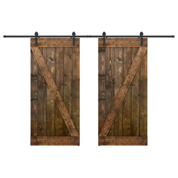 Solid wood barn door Made-In-USA with Hardware Kit(DIY), Dark Brown, 76x84"h