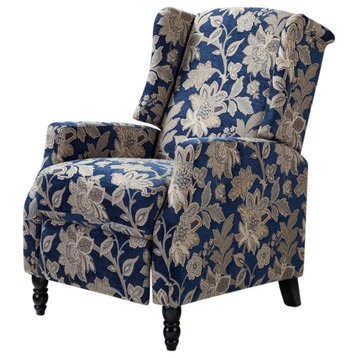 Upholstered Manual Recliner With Wingback, Garden