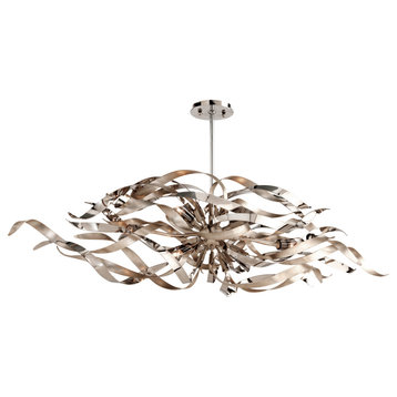 Graffiti 6-Light Linear Pendant, Silver Leaf Polished Stainless
