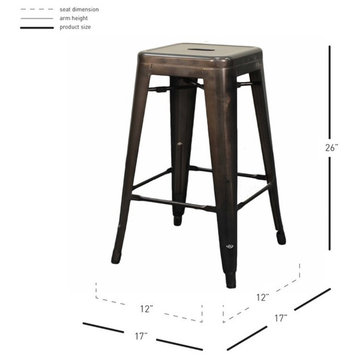 Pemberly Row 26.5" Backless Counter Stool in Gray (Set of 4)