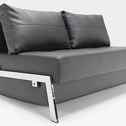 "Innovation USA" Cubed Deluxe Sofa Bed in Black Leather Textile - Sleeper Sofas