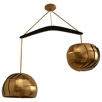 Iris Balance Chandelier, Adjustable Lighting Fixture, Brass, All Led Bulbs