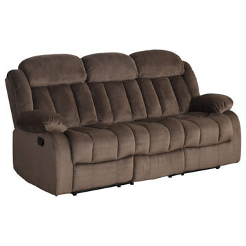Sunset Trading Teddy Bear Traditional Fabric Reclining Sofa in Chocolate