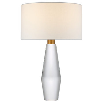 Tendmond Large Table Lamp in Clear Glass with Linen Shade