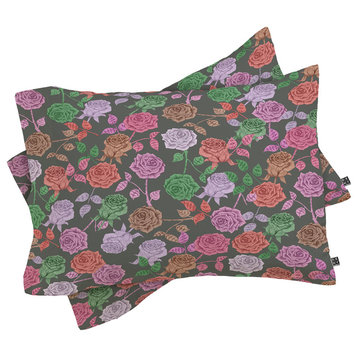 Deny Designs Bianca Green Roses Vintage Pillow Shams, Queen