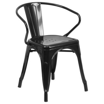 Catania Modern / Contemporary Metal Stackable Dining Arm Chair in Black