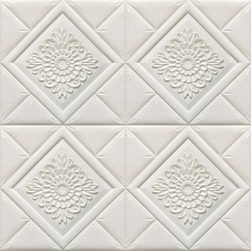 Off White Faux Brick 3D Wall Panels, Set of 10, Covers 52.7 Sq Ft