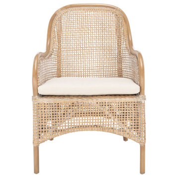 Safavieh Charlie Rattan Accent Chair, White/Grey White Wash