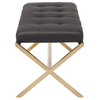 Auguste Faux Leather Bench, Seat: Black, Small, Base: Brushed Gold