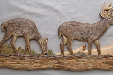 Whitetail Deer Chainsaw Wood Carving Wall Art Cabin Decor Hunting Sculpture