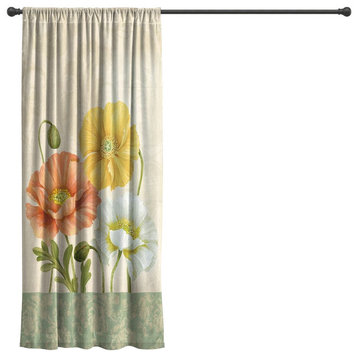 Laural Home Pastel Poppies Sheer Window Curtain, 84"