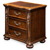 Bowery Hill 3 Drawers Traditional Solid Wood Nightstand in Brown Cherry
